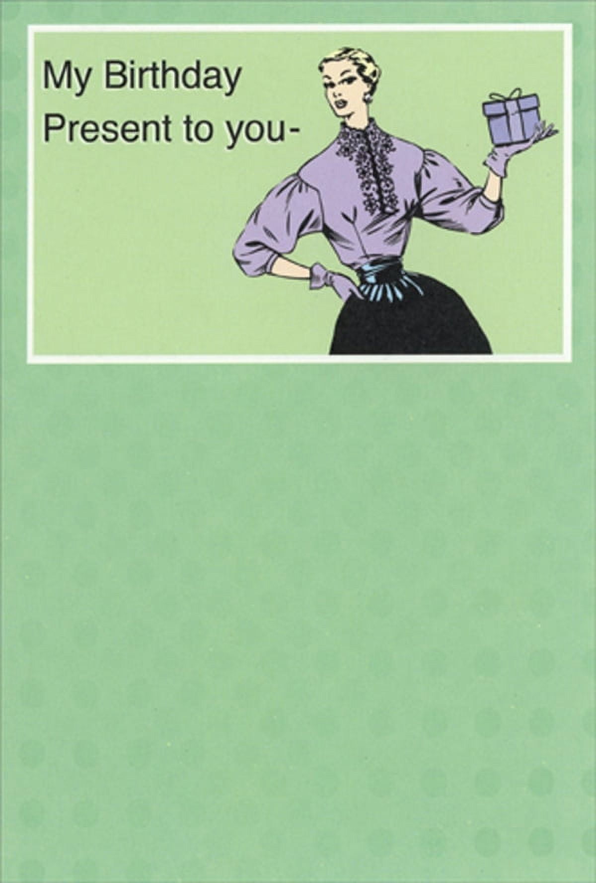 Recycled Paper Greetings Retro Woman Holding Purple Present Feminine  Humorous / Funny Birthday Card for Her : Woman - Walmart.com, image size:1200x1776