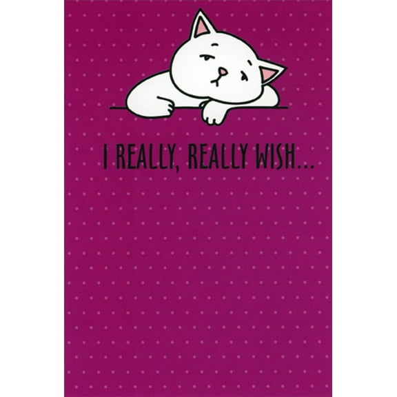 Recycled Paper Greetings Sad White Cat : Really, Really Wish Miss You Card