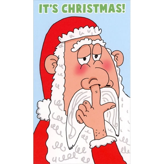 Recycled Paper Greetings Santa Picking His Nose Funny / Humorous Gift Card : Money Holder Christmas Card