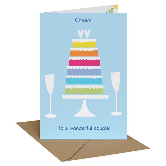 Recycled Paper Greetings Wedding Card for Couple (Rainbow Cake)