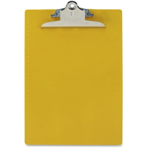 Recycled Plastic Clipboard W/ruler Edge, 1" Clip Cap, 8.5 X 11 Sheets, Yellow | Bundle of 5 Each