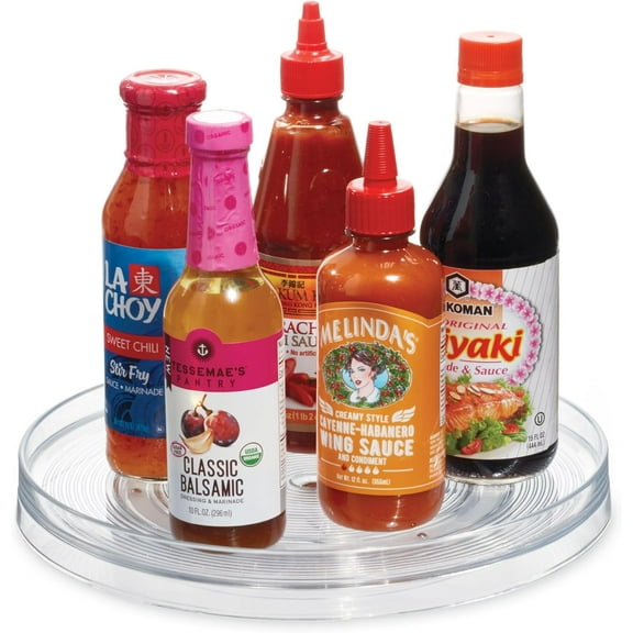 Recycled Plastic Lazy Susan Turntable Organizer, The Linus Collection 11 x 1.75, Clear