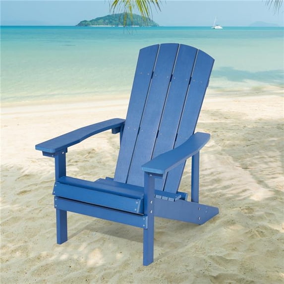 Recycled Plastic Weather Resistant Outdoor Patio Adirondack Chair in Navy Blue