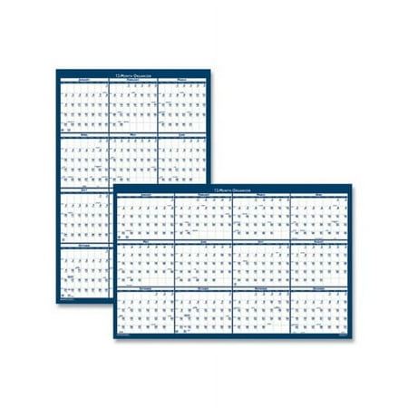 Recycled Poster Style Reversible/Erasable Yearly Wall Calendar 18 x 24, 2022