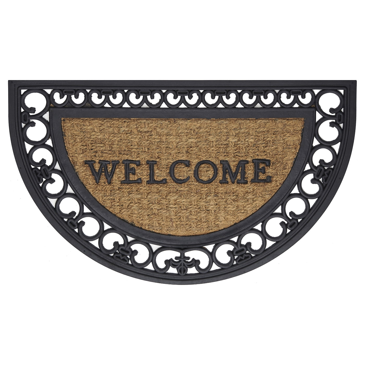 Brown and Black Semicircle Rubber Outdoor Welcome Mat