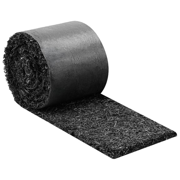 Recycled Rubber Mulch Mat Roll 140 x 4.5 in Permanent Garden Edging Border Natural-Looking Flower Barrier with Stakes 0.5 in Thick Cuttable Landscaping Edging