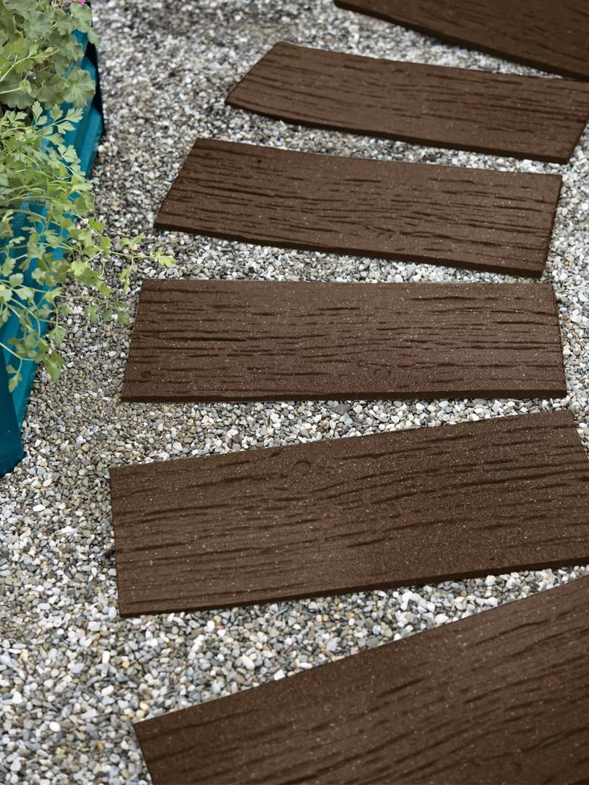 Eco-Friendly Dark Brown Recycled Rubber Railroad Tie Stepping Stone