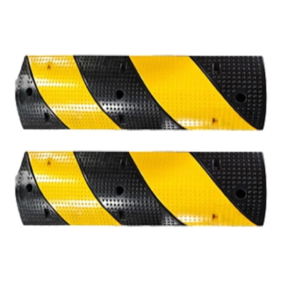 Recycled Rubber Speed Bump 3.3 ft 2Pack - Industrial-Grade for Asphalt, Temporary Use for Driveways, 6 cm High for Gravel Roads, Durable Rubber Design, Ideal for Neighborhood Roads.