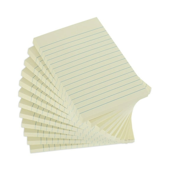 Universal UNV28073 4 in. x 6 in. Note Ruled Recycled Self-Stick Note Pads - Yellow (12 Pads/Pack)