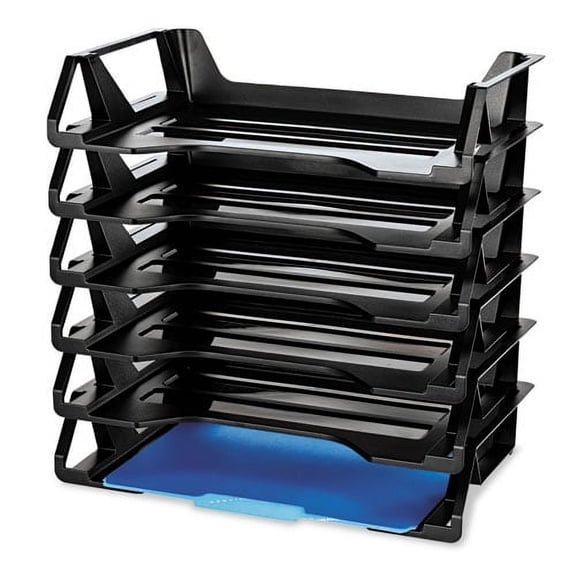 Recycled Side Load Desk Tray, 6 Sections, Letter Size Files, 15.13" X 8.88" X 15", Black, 6/pack | Bundle of 10 Packs
