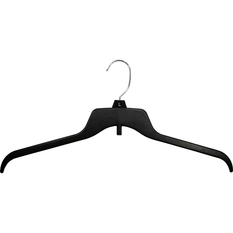Recycled Stackable Black Plastic Top Hanger, (Box of 100) 19 Inch Extra Large  Hangers with Size Marker and Chrome Swivel Hook 