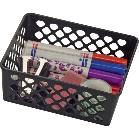 "Recycled Supply Basket, 6.125"" x 5"" x 2.375"", Black, 3/Pack | Bundle of 5 Packs"