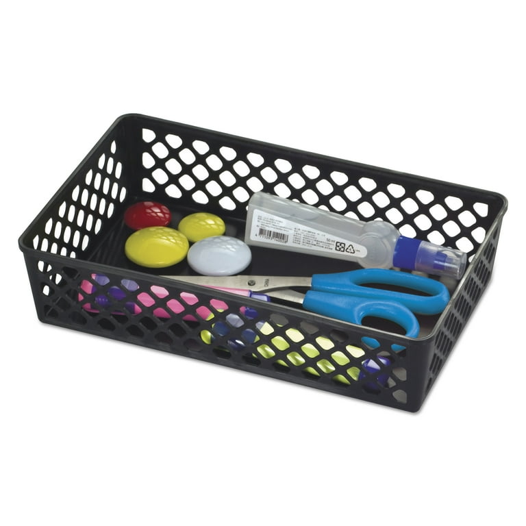Recycled Supply Basket, Plastic, 10.06 x 6.13 x 2.38, Black, 2/Pack Recycled Supply Basket, Plastic, 10.06 x 6.13 x 2.38, Black, 2/Pack