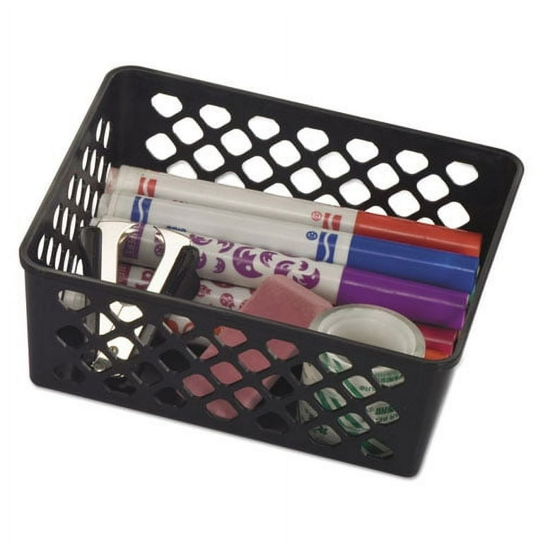 Recycled Supply Basket, Plastic, 6.13 x 5 x 2.38, Black, 3/Pack Recycled Supply Basket, Plastic, 6.13 x 5 x 2.38, Black, 3/Pack