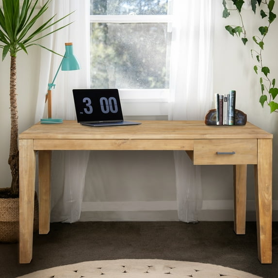 Recycled Teak Wood Java Writing Desk with Drawer for Home or Office