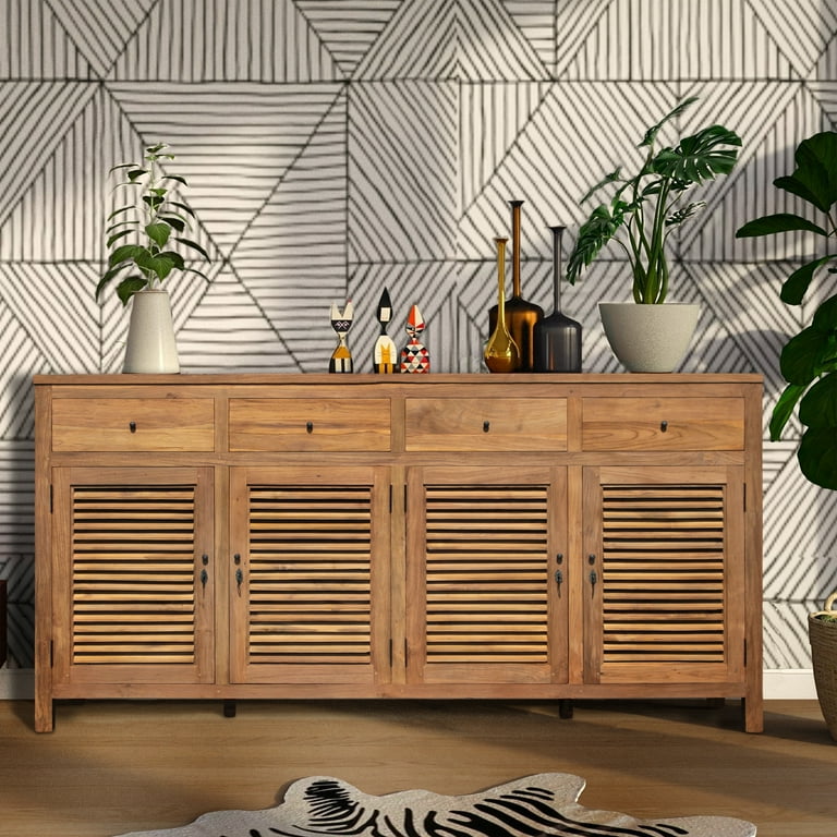 Reclaimed Teak 4 Door Louvre Sideboard Reclaimed Teak 4 Door Louvre Sideboard