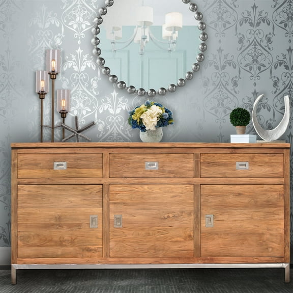 Recycled Teak Wood Stella Buffet with 3 Doors, 3 Drawers