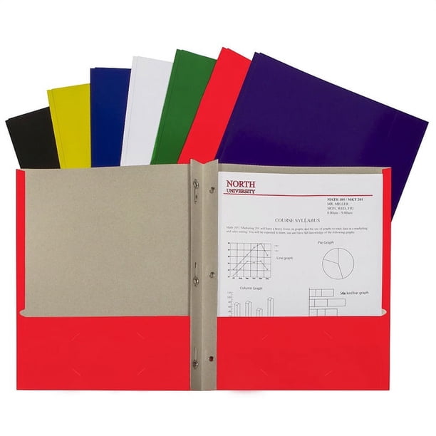 Recycled Two-Pocket Paper Portfolios with Prongs, Assorted Colors ...