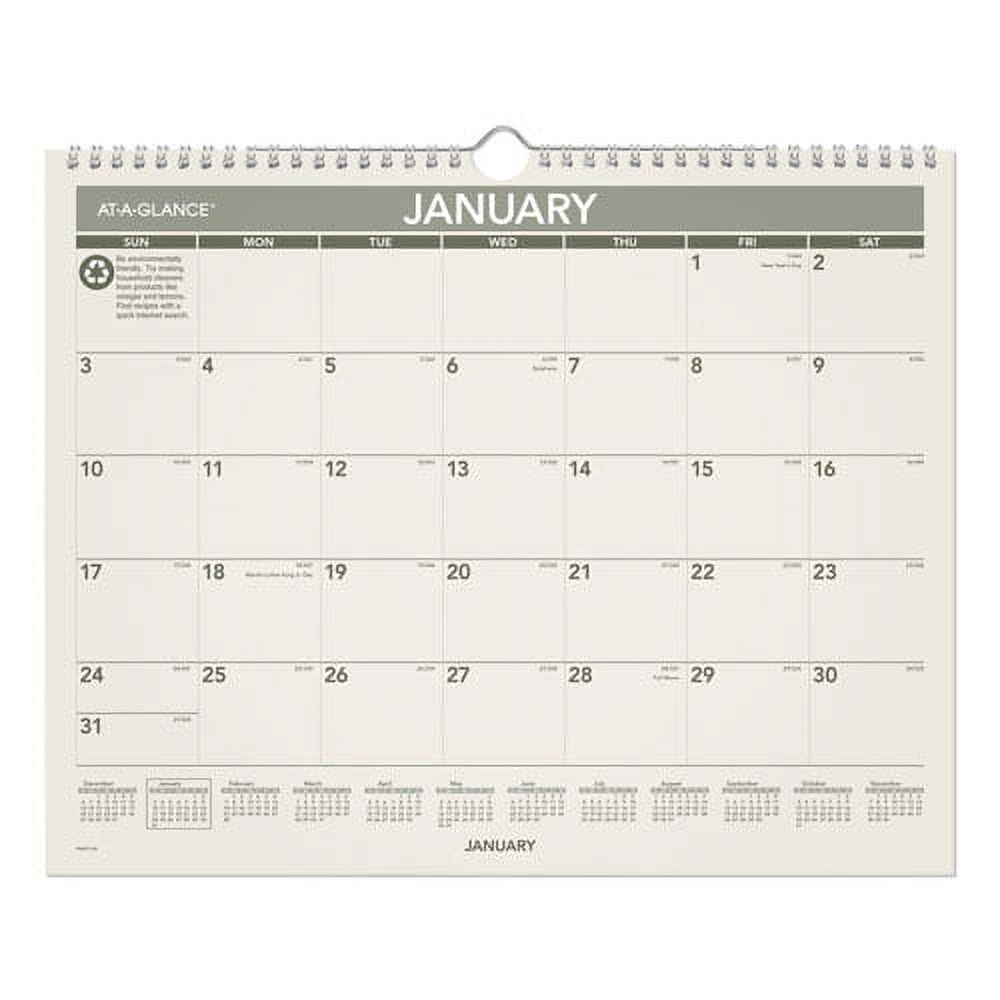 Recycled Wall Calendar, Unruled Blocks, 15 x 12, Sand/Green Sheets, 12-Month (Jan to Dec): 2024 Recycled Wall Calendar, Unruled Blocks, 15 x 12, Sand/Green Sheets, 12-Month (Jan to Dec): 2024