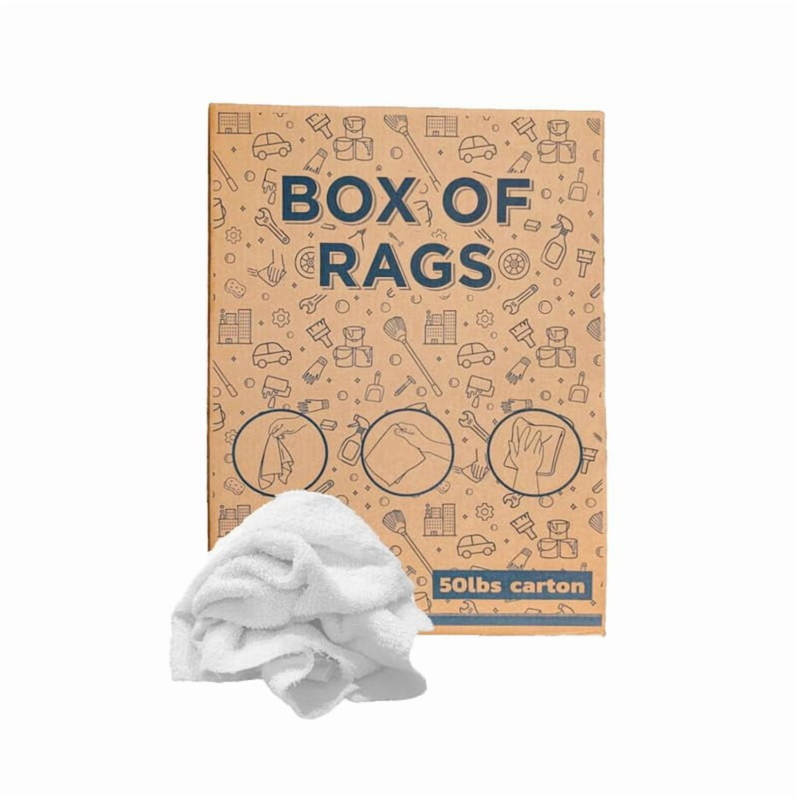 SupremePlus Terry Cloth Cleaning Rags 50 lbs Box of Rags Commercial Multipurpose Reusable Cotton Household Cleaning Cloths & Wipes, White, 200 Count