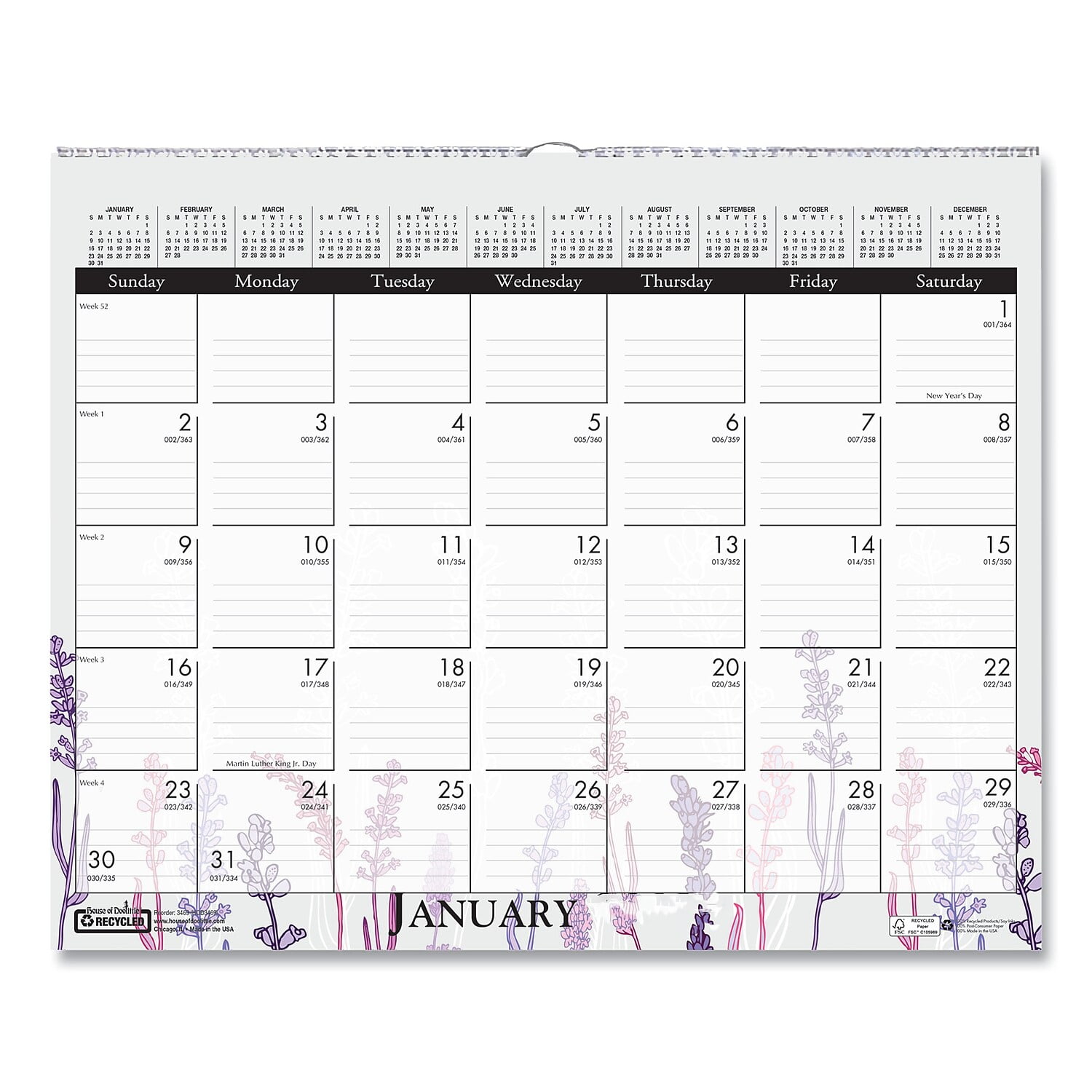 2025 House of Doolittle 15x12 Recycled Wild Flower Wall Calendar Wild