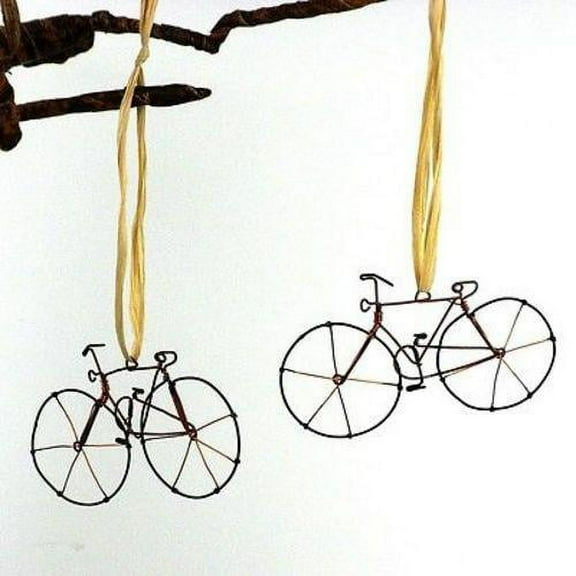 Recycled Wire Bicycle Ornament Set of 2