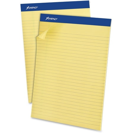 Recycled Writing Pads, Wide/Legal Rule, 8.5 x 11.75, Canary, 50 Sheets, Dozen