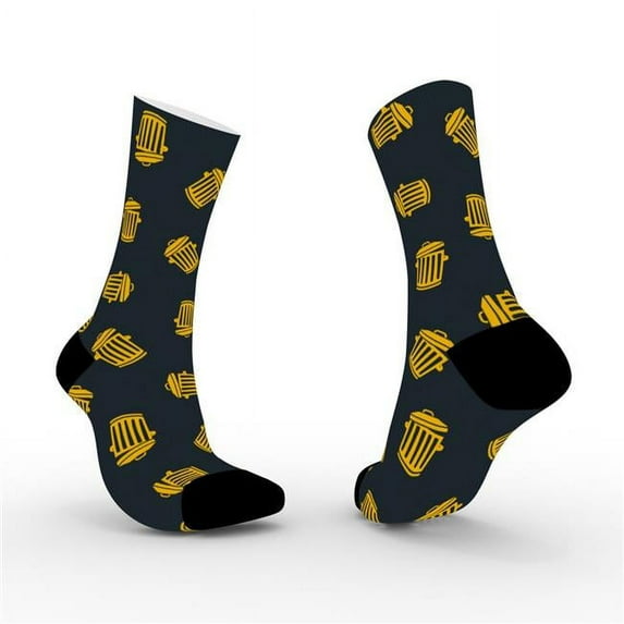 RecyclenBrand RKSBY Krazy Socks, Black with Yellow Logo