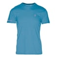 thumbnail image 1 of RecyclenBrand RM101AP-S Triblend Crew T-Shirt for Mens, Aqua with Pink Logo - Small, 1 of 1