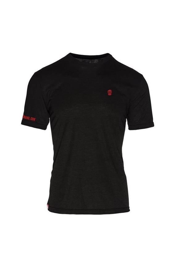 RM101BR-S Triblend Crew T-Shirt for Mens, Charblack with Red Logo - Small