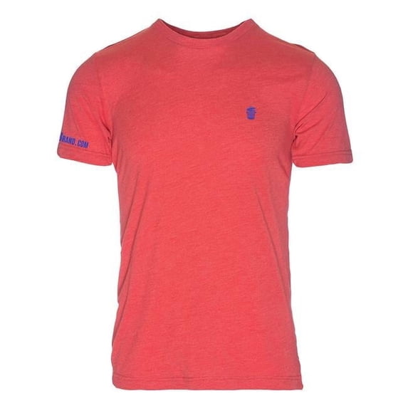 RecyclenBrand RM101RBl-M Triblend Crew T-Shirt for Mens, Red with Blue Logo - Medium