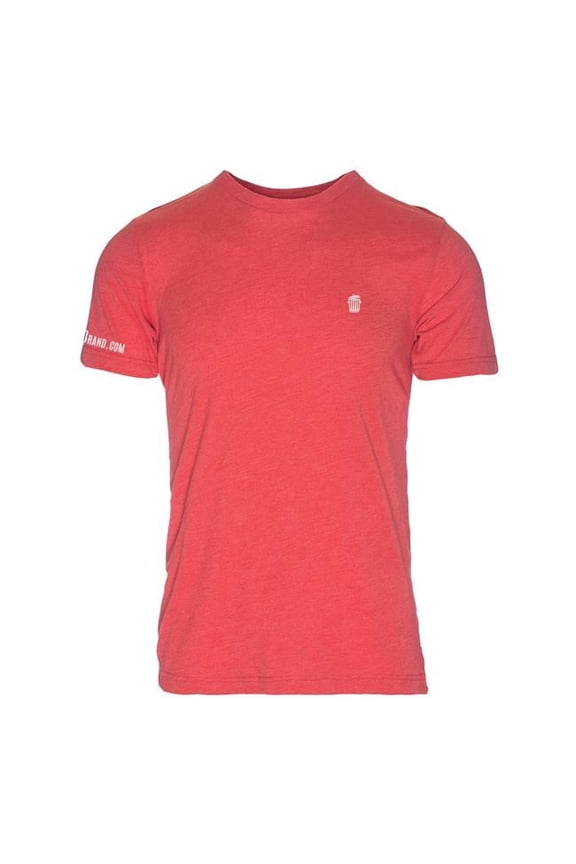 RM101RW-S Triblend Crew T-Shirt for Mens, Red with White Logo - Small