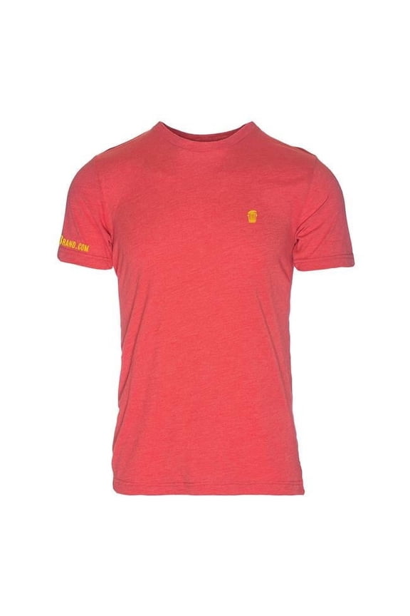 RM101RY-M Triblend Crew T-Shirt for Mens, Red with Yellow Logo - Medium