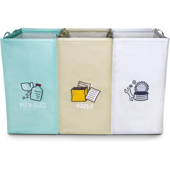 Recycling Bags,Separate Recycling Waste Bin Bags for Kitchen Home,Trash and Recycle Bin Combo,Reusable Waterproof,Kitchen Gifts Mothers Day Gifts for Mom Wife Grandma,42 Gallon,3Pack