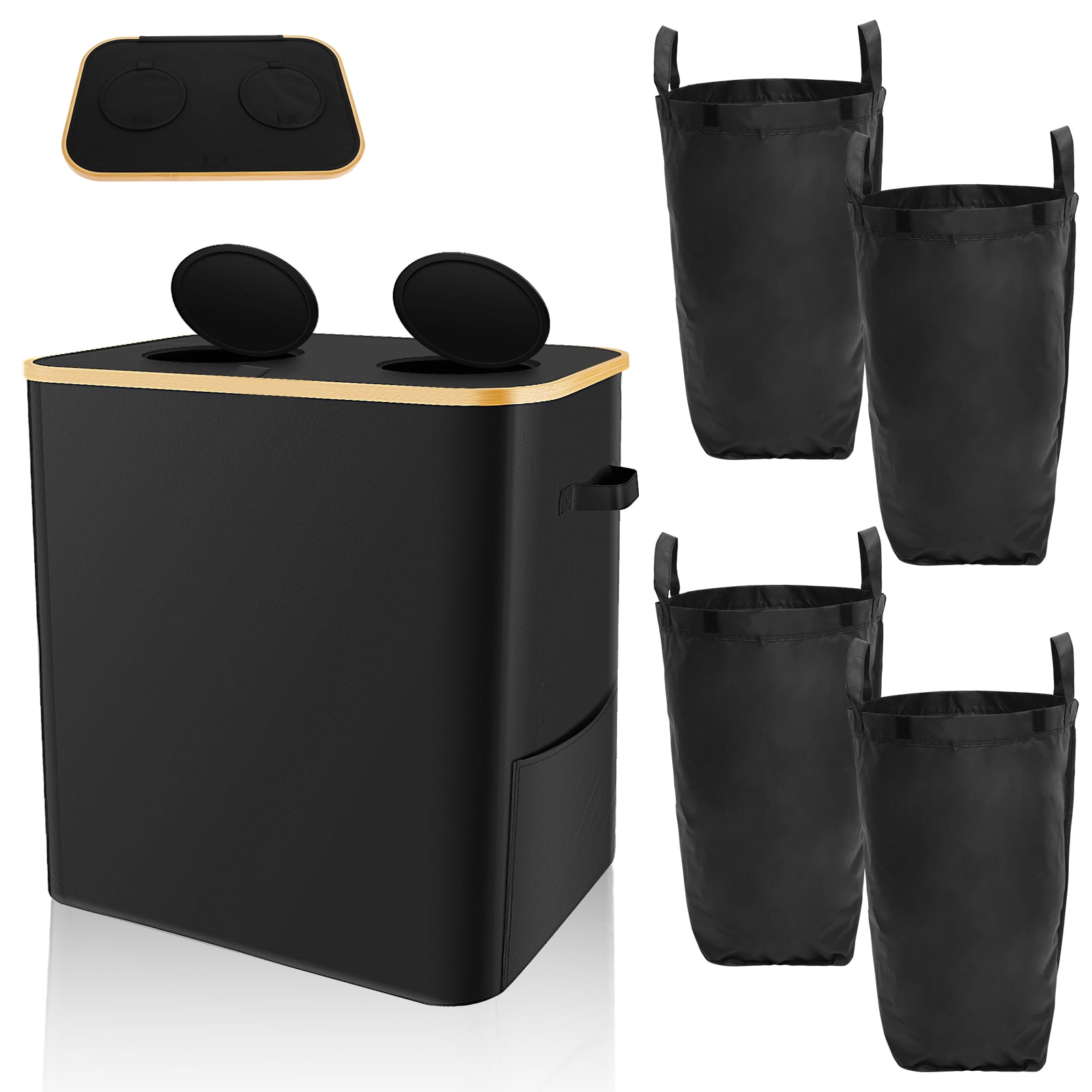 Recycling Bin 140L Trash Bin with Double Throwing Holes and Lids