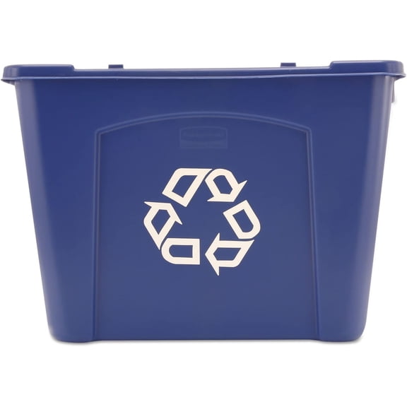 , Recycling Bin/Box, Stackable, 14 GAL, Blue, for Indoors/Outdoors/Garages/Homes/Commercial Facilities