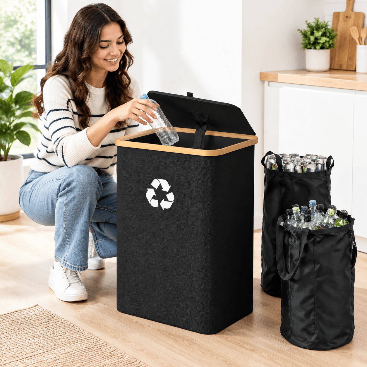 Recycling Bin For Kitchen Indoor Home Large 26 Gallon 100l Recycle With ...
