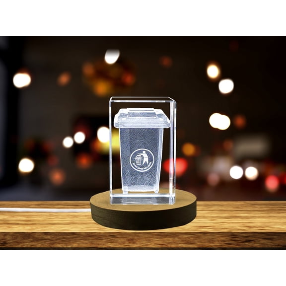 Recycling Bin Immortalized in 3D Engraved Crystal
