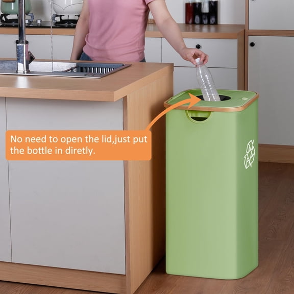 Recycling Bins for Kitchen, Indoor Recycle Bins with Lid, Recycle bin with Removeable Reusable Inner Bags, for Bottles Cans Glass Plastic