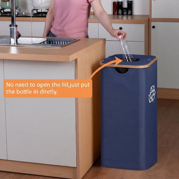 Recycling Bins for Kitchen, Indoor Recycle Bins with Lid, Recycle bin with Removeable Reusable Inner Bags, for Bottles Cans Glass Plastic