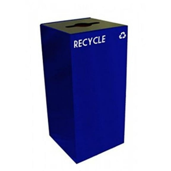Witt Industries 32GC04-BL GeoCube Recycling Receptacle with Combination Slot/Round Opening, Steel, 32 gal, Blue