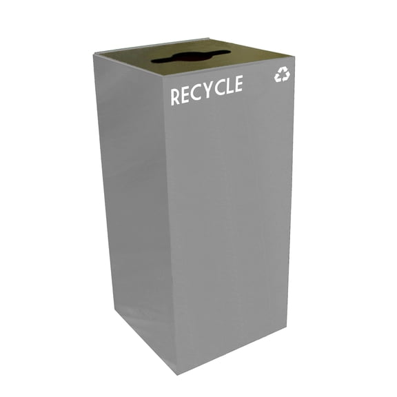 Witt Industries 32GC04-SL GeoCube Recycling Receptacle with Combination Slot/Round Opening, Steel, 32 gal, Slate
