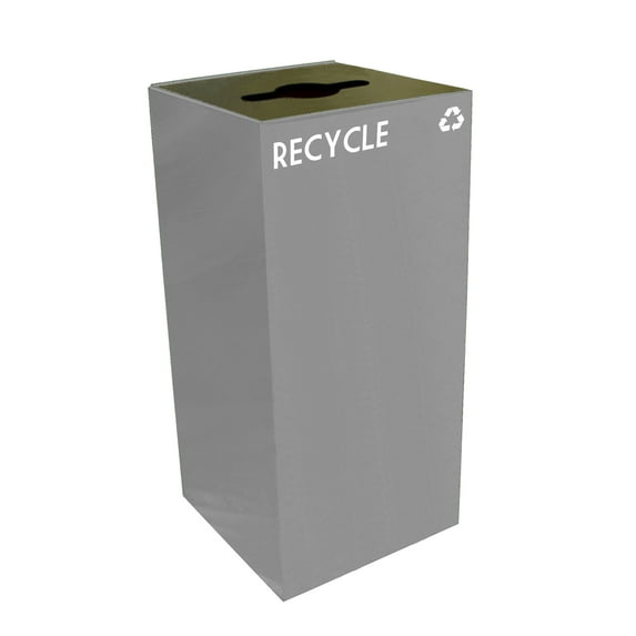 Witt Industries 32GC04-SL GeoCube Recycling Receptacle with Combination Slot/Round Opening, Steel, 32 gal, Slate