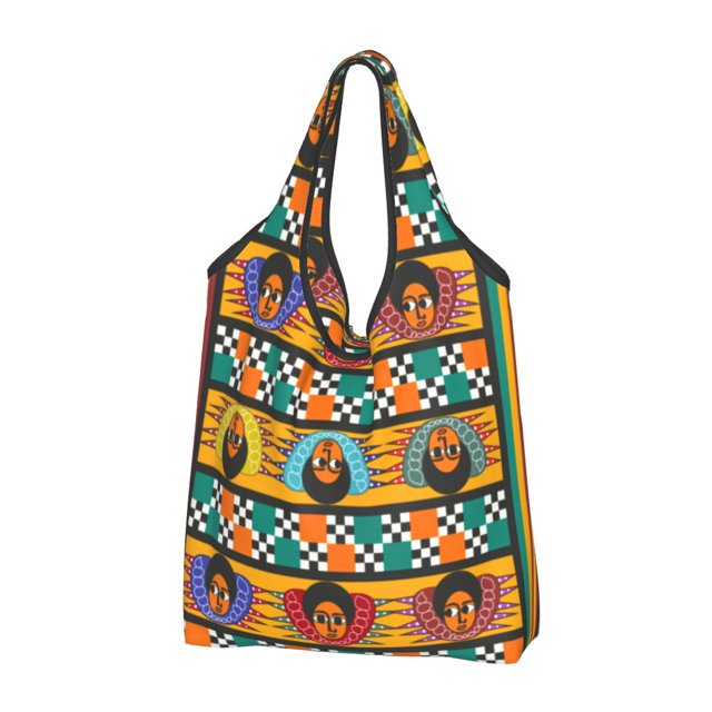 Recycling Ethiopian Habesha Art Shopping Bag Women Tote Bag Portable Grocery Shopper Bags
