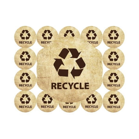 Recycling Labels on Brown Craft Paper | 2" Circles