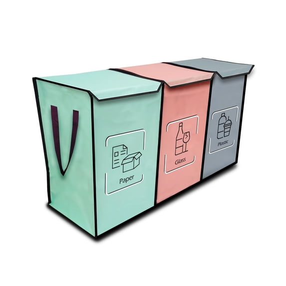 - Recycling Organizer Reusable Bags Sorter Trash Sorting Bins 3 Compartment Recycle Pack Of 3 With Lid