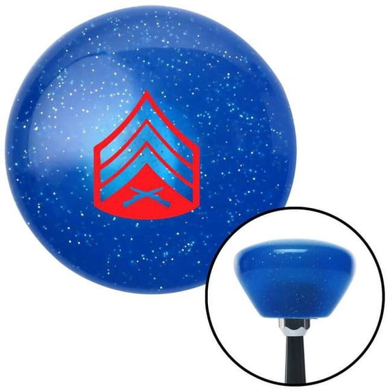 Red 04 Sergeant Blue Retro Metal Flake Shift Knob with M16 x 1.5 Insert Shifter Brody