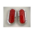 thumbnail image 1 of Red 10 LED 6" Oval Trailer Truck Stop Turn Brake Tail Light Kits / Chrome Bezels, 1 of 4