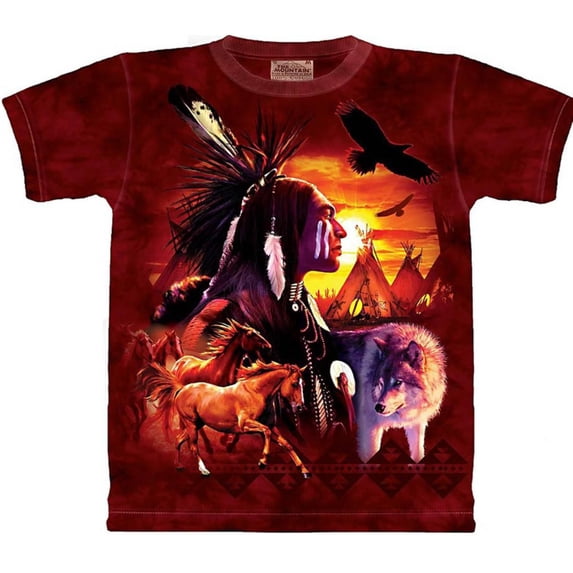 Red 100% Cotton Indian Collage Graphic Novelty T-Shirt