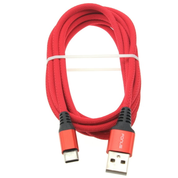 Red 10ft USB-C Cable Type-C for Samsung Galaxy S20/S21/S22/Plus/Ultra/FE - Charger Cord Power Wire Long Braided Fast Charge
